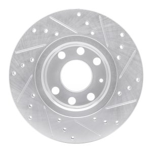 Fiat Punto Brake Rotor (1) - Front Left - R1 Concepts - Drilled & Slotted - Silver - `06-`10